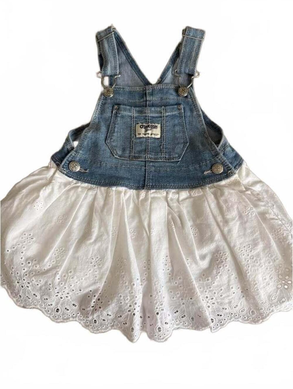 OshKosh B'gosh Denim Eyelet Jumper Dress 18 Months
